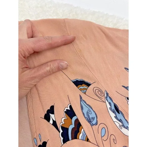 Jaase Wide Leg Floral Jumpsuit Anthropologie Size Small Pink Blue Bohemian - Picture 5 of 13